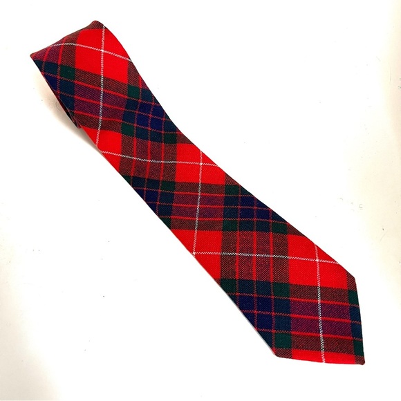 Vintage Clan Fraser AS IS Tartan Tie Fraser Red Modern Tartan Wool Necktie - Picture 2 of 7